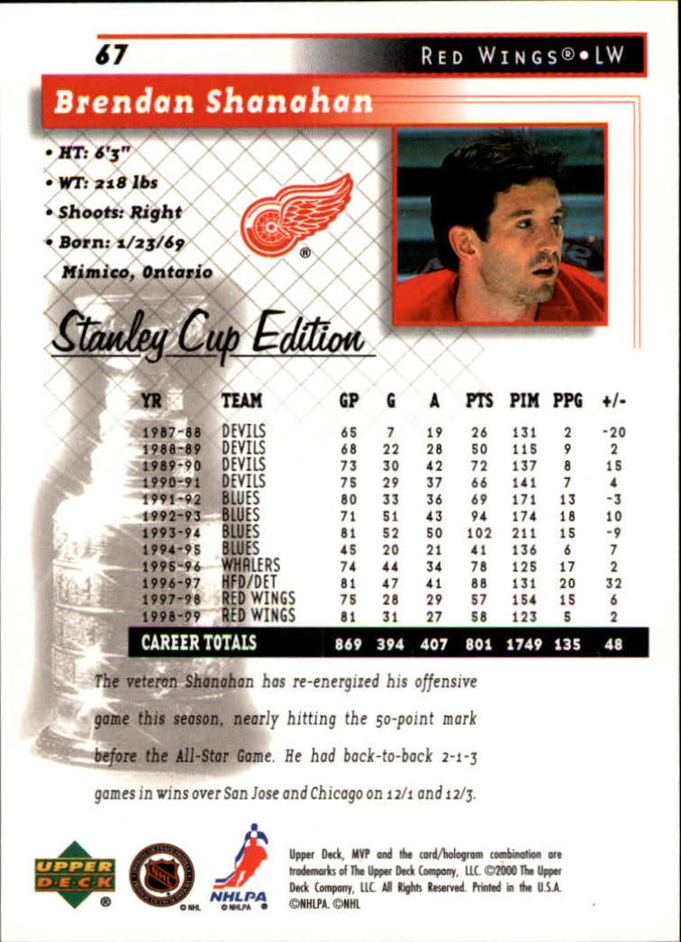 1999-00 Upper Deck MVP Stanley Cup Edition - #9 Ed Ward