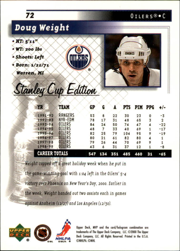 1999-00 Upper Deck MVP Stanley Cup Edition - #9 Ed Ward