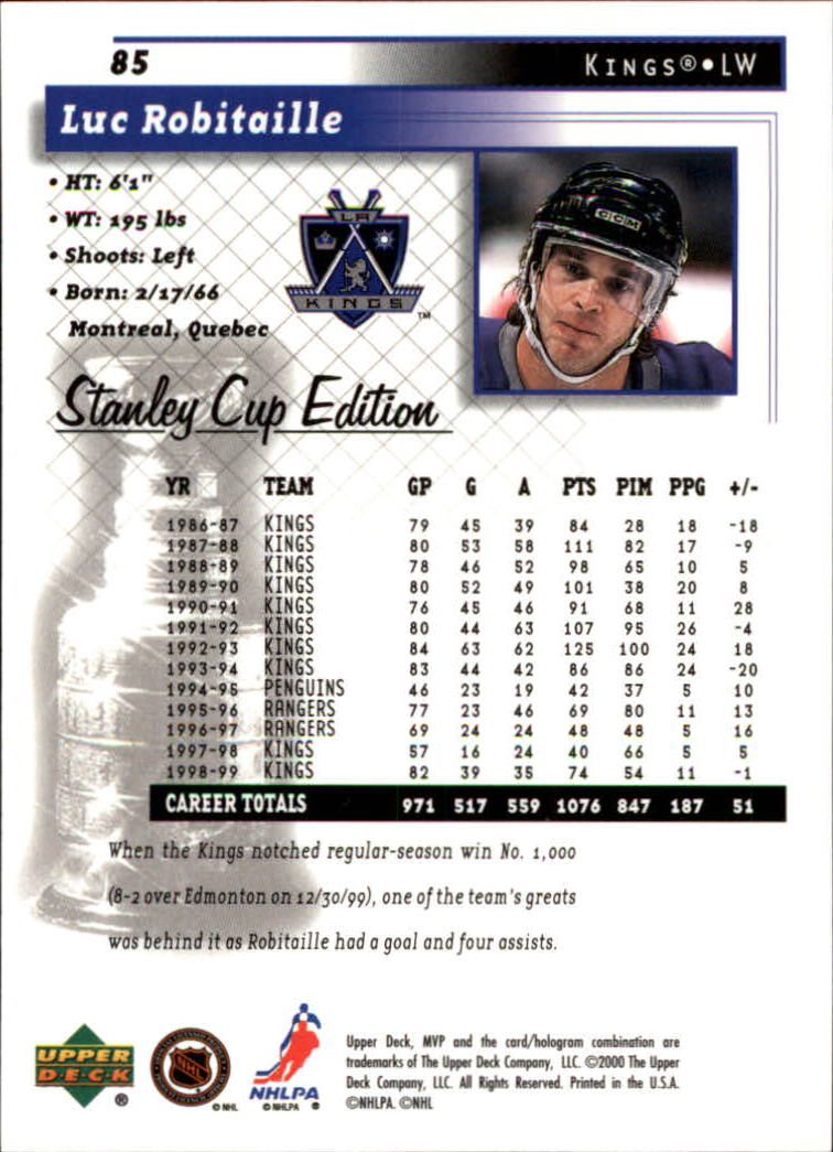 1999-00 Upper Deck MVP Stanley Cup Edition - #9 Ed Ward