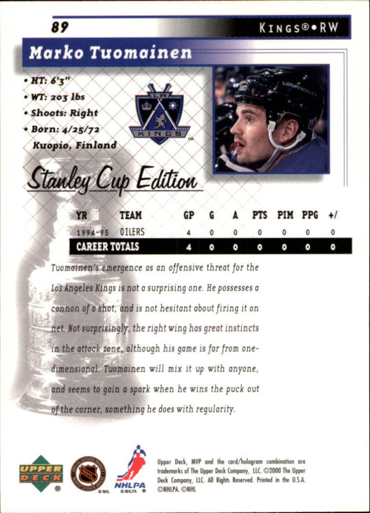 1999-00 Upper Deck MVP Stanley Cup Edition - #9 Ed Ward