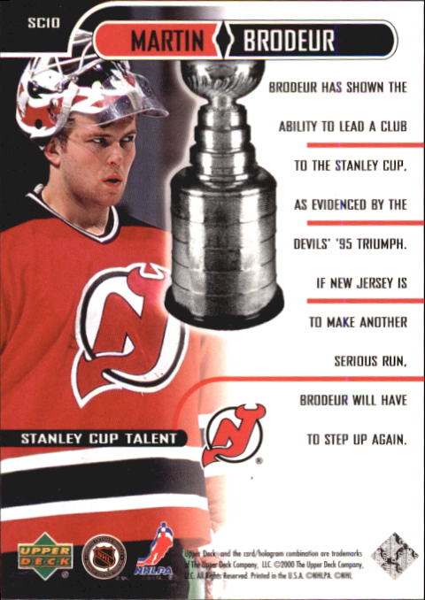1999-00 Upper Deck MVP SC Edition Stanley Cup Talent #SC10 Martin Brodeur back image