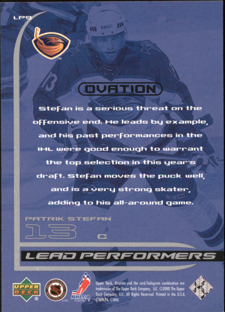 1999-00 Upper Deck Ovation Lead Performers #LP9 Patrik Stefan back image