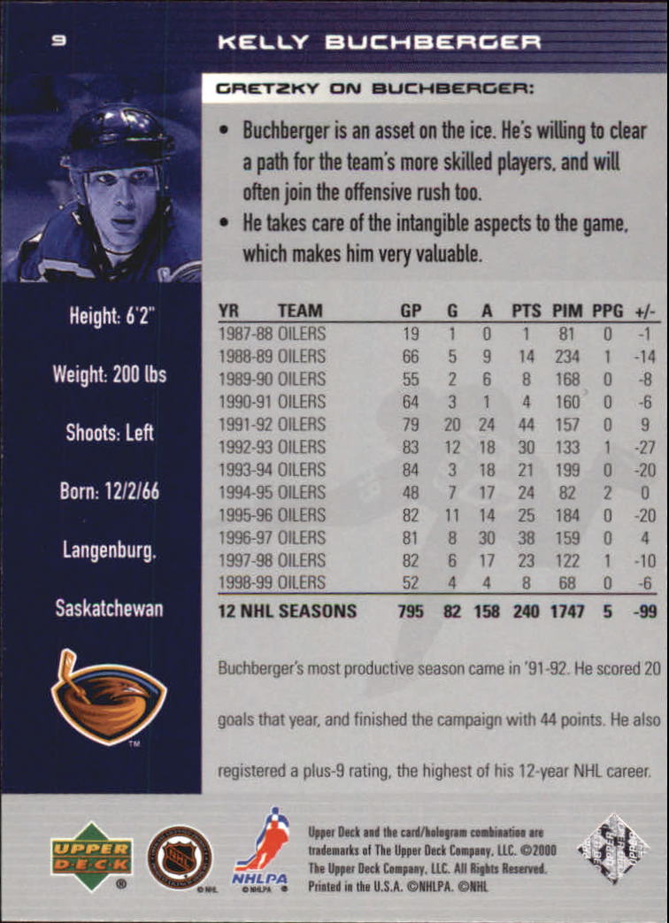 1999-00 Wayne Gretzky Hockey #9 Kelly Buchberger back image