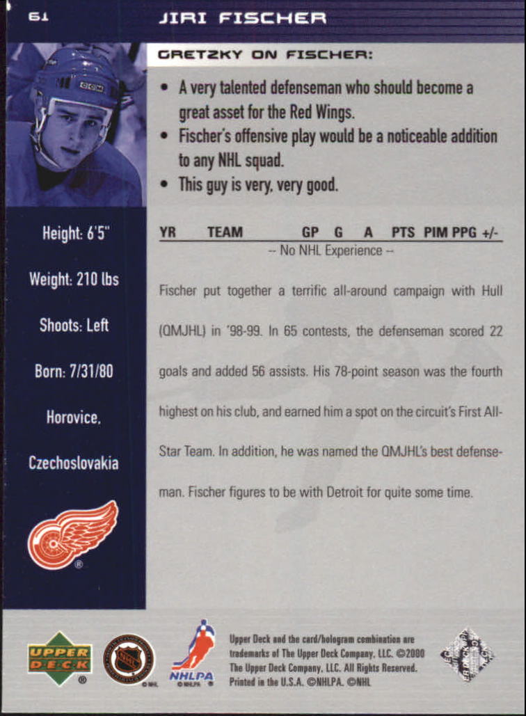 1999-00 Wayne Gretzky Hockey #61 Jiri Fischer back image