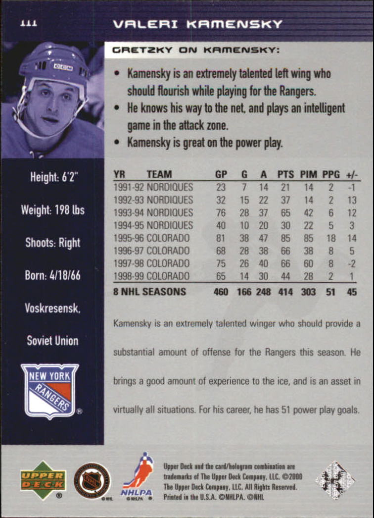 1999-00 Wayne Gretzky Hockey #111 Valeri Kamensky back image
