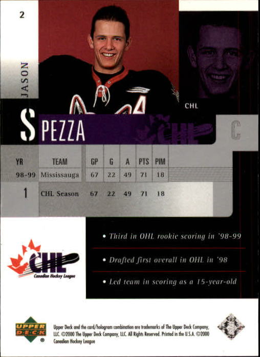 1999-00 UD Prospects #2 Jason Spezza back image