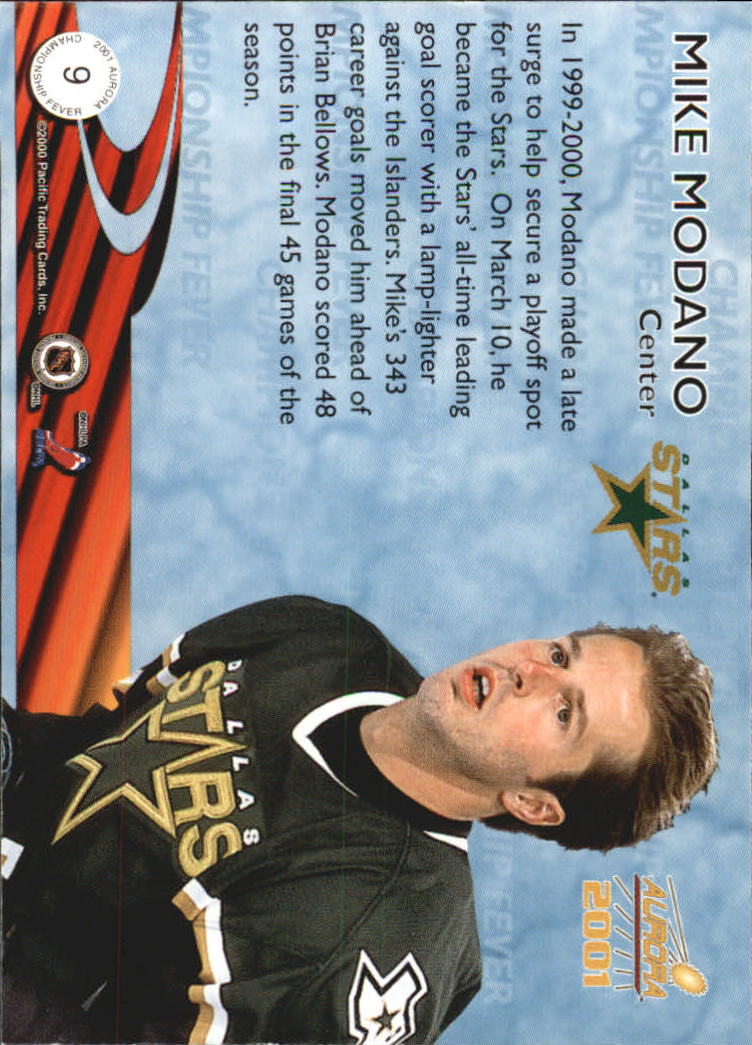 2000-01 Aurora Championship Fever Copper #9 Mike Modano back image