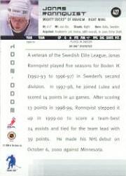 2000-01 BAP Memorabilia #427 Jonas Ronnqvist RC back image