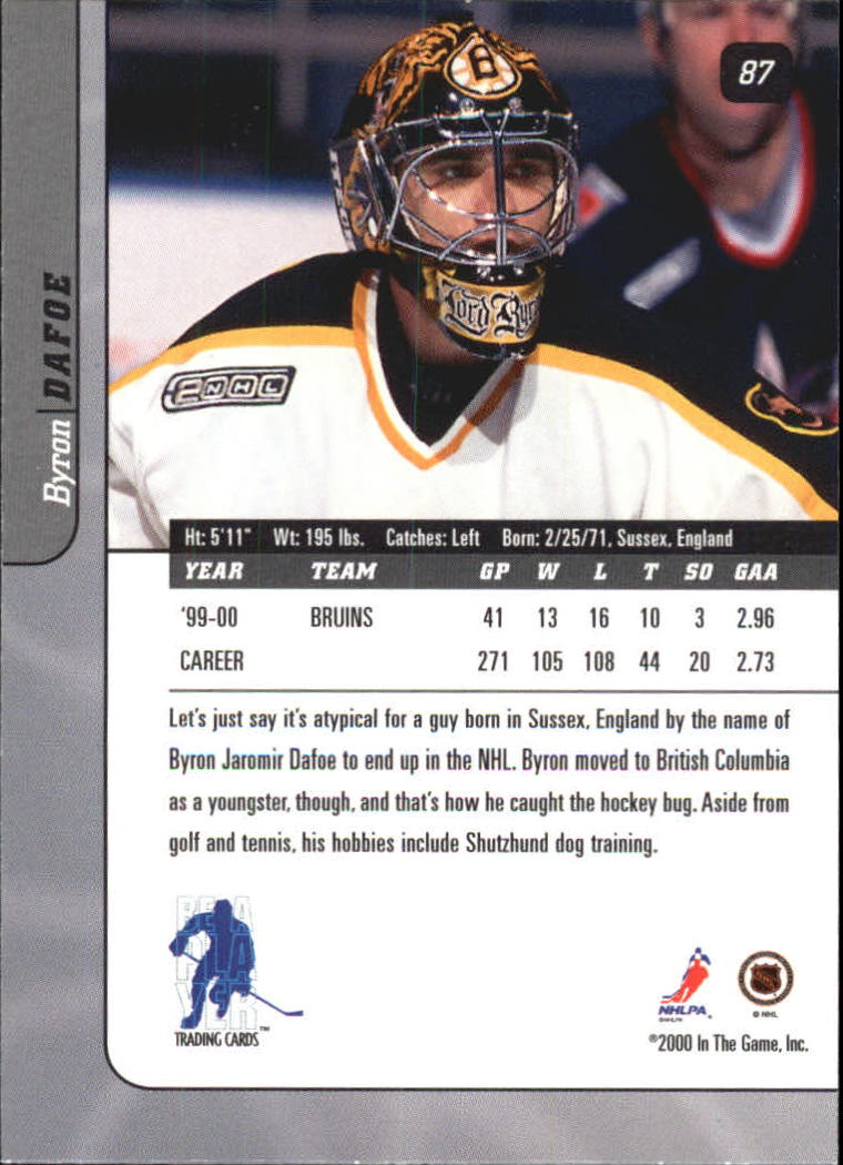 2000-01 BAP Signature Series #87 Byron Dafoe - NM-MT - Burbank ...