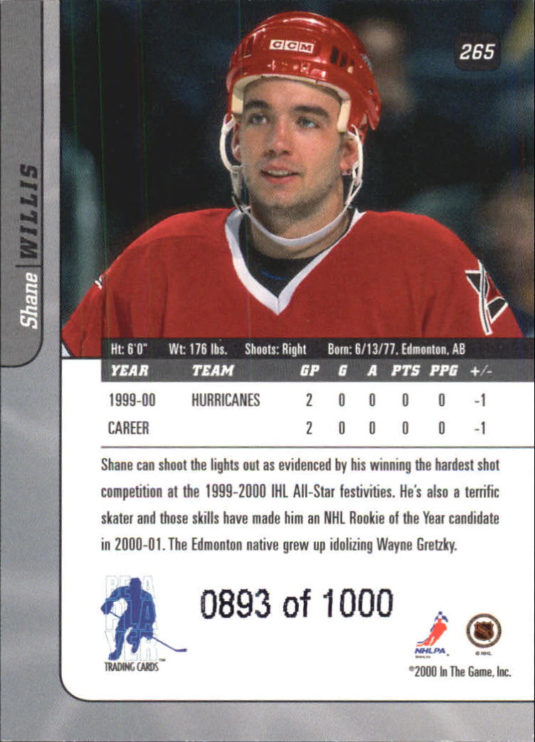 2000-01 BAP Signature Series #265 Shane Willis SP back image