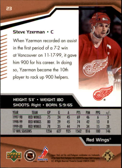 2000-01 Black Diamond #23 Steve Yzerman back image