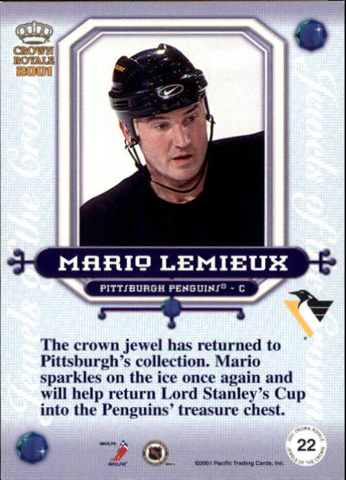 2000-01 Crown Royale Jewels of the Crown #22 Mario Lemieux back image