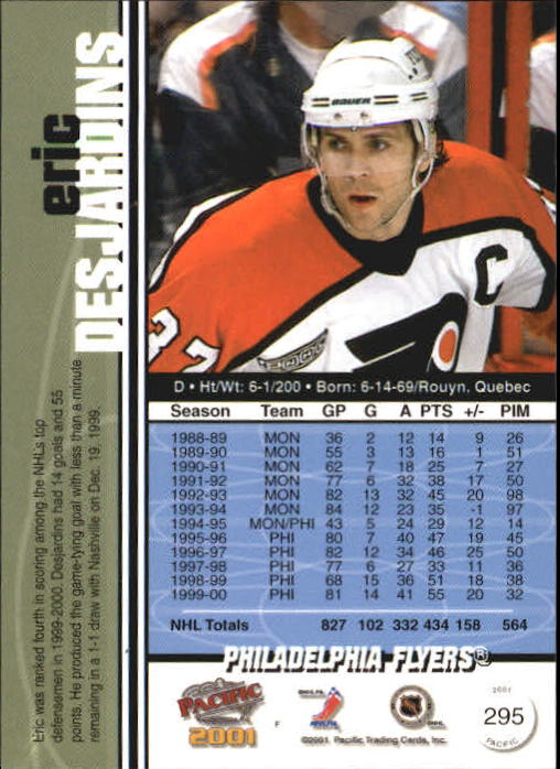 2000-01 Pacific #295 Eric Desjardins back image