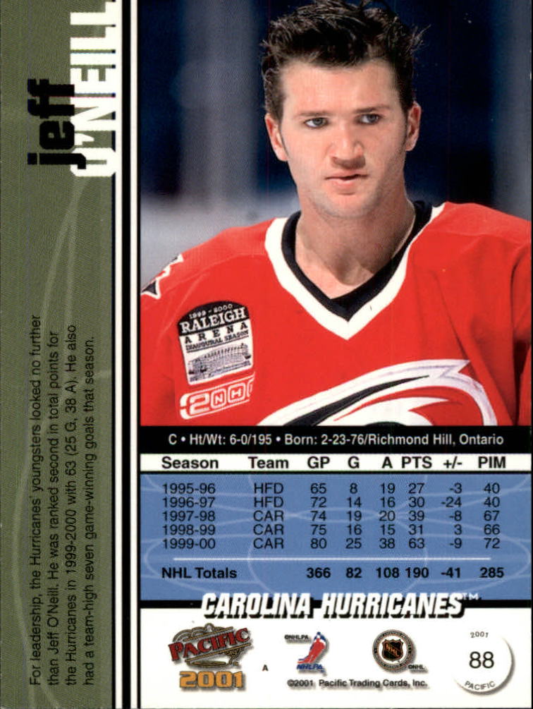 2000-01 Pacific Ice Blue #88 Jeff O'Neill back image