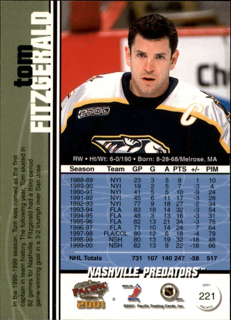 2000-01 Pacific Premiere Date #221 Tom Fitzgerald