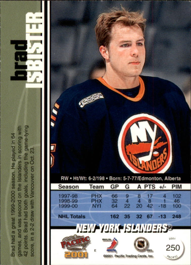 2000-01 Pacific Premiere Date #250 Brad Isbister