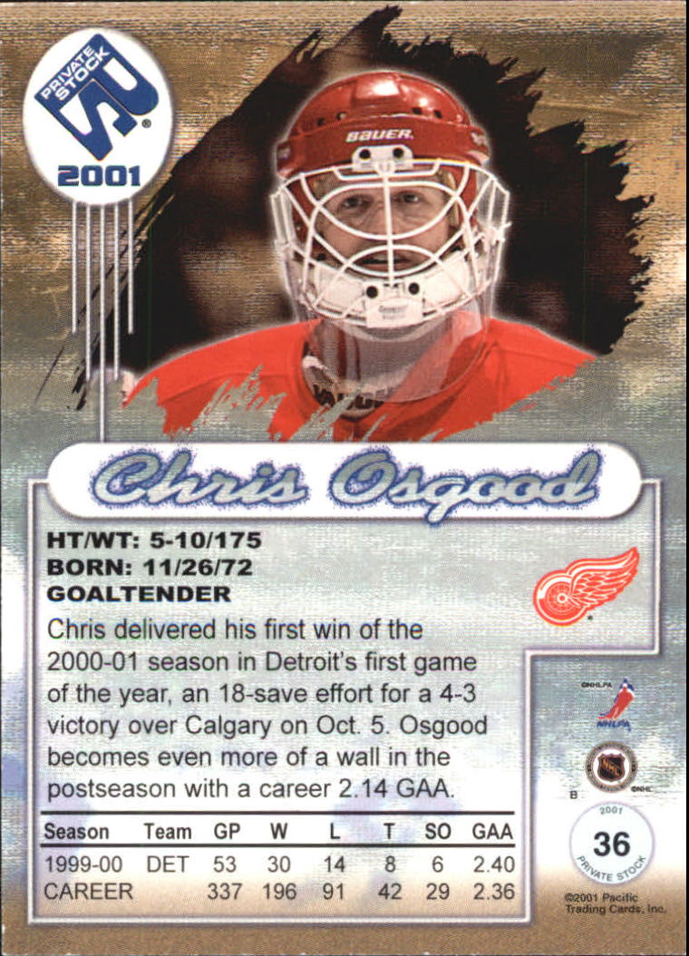 2000-01 Private Stock Premiere Date #36 Chris Osgood back image