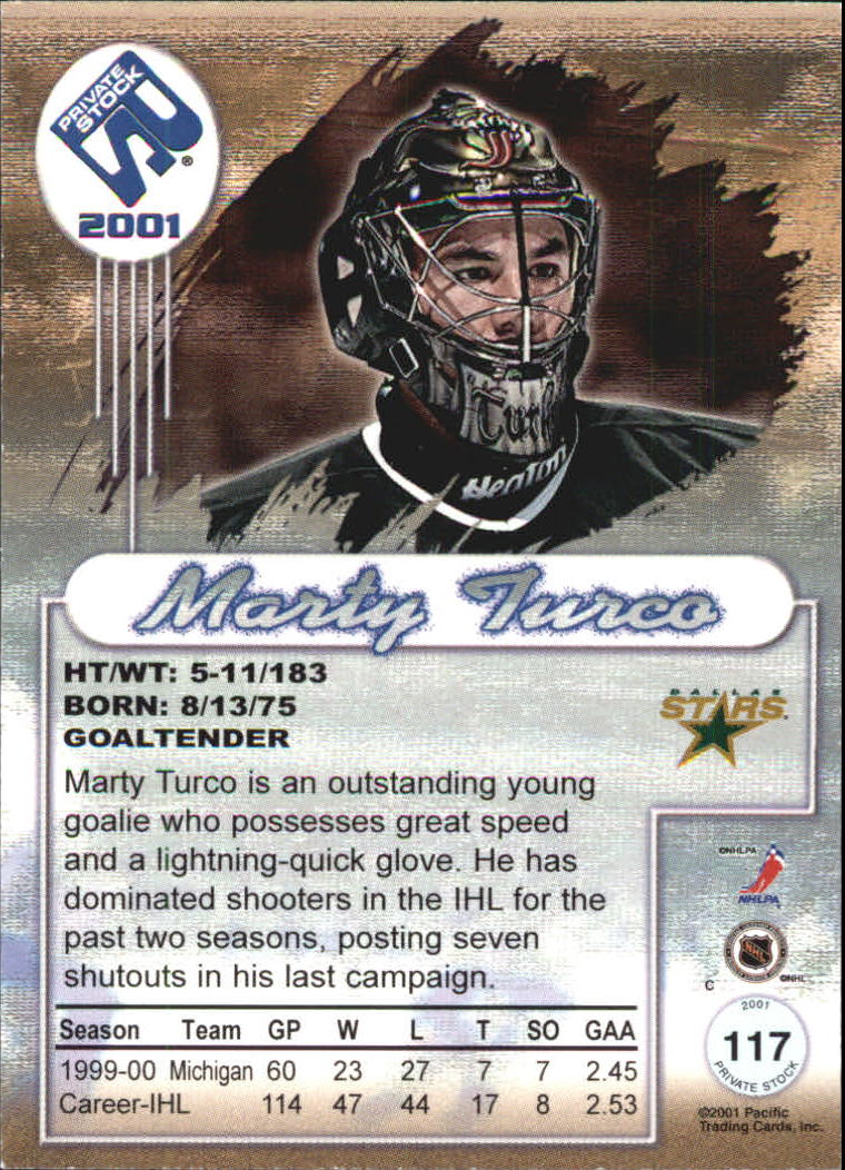 2000-01 Private Stock Silver #117 Marty Turco back image