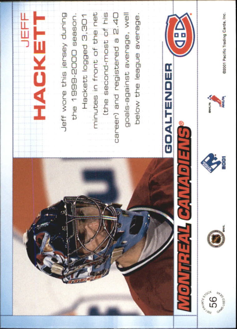 2000-01 Private Stock Game Gear #56 Jeff Hackett J back image