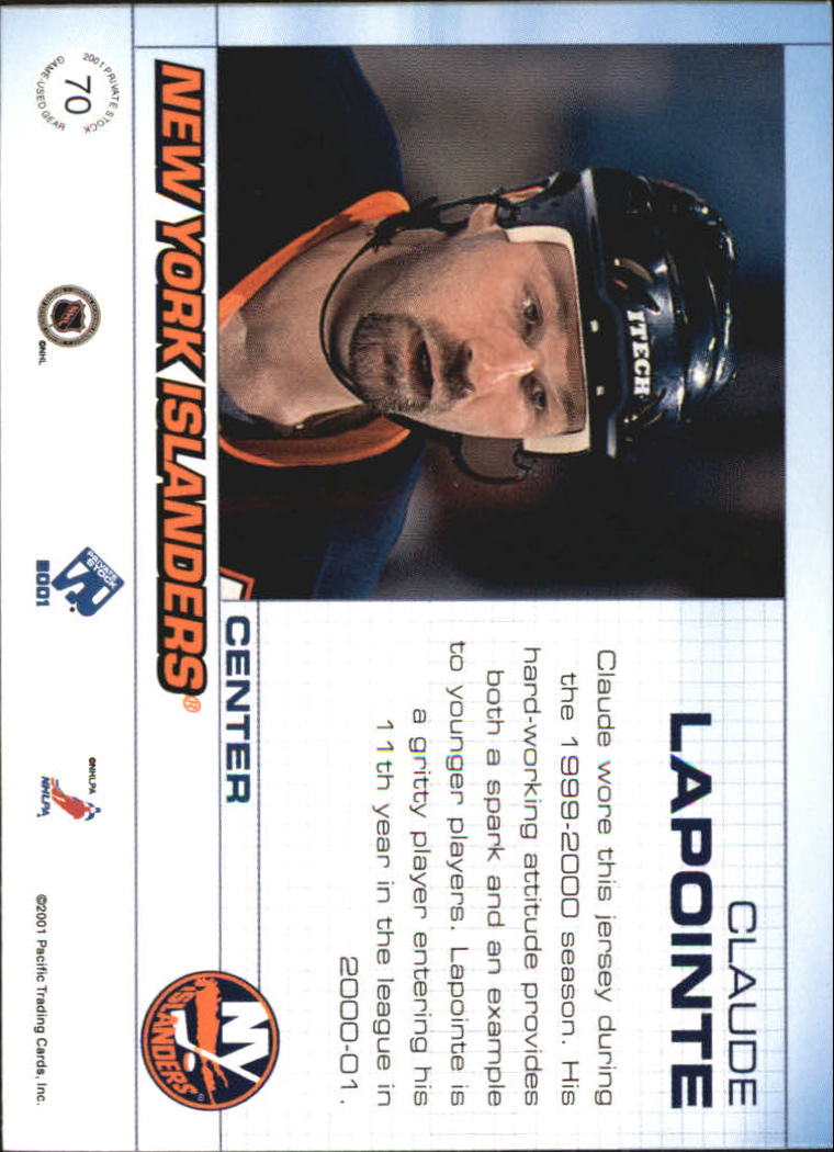 2000-01 Private Stock Game Gear #70 Claude LaPointe J back image