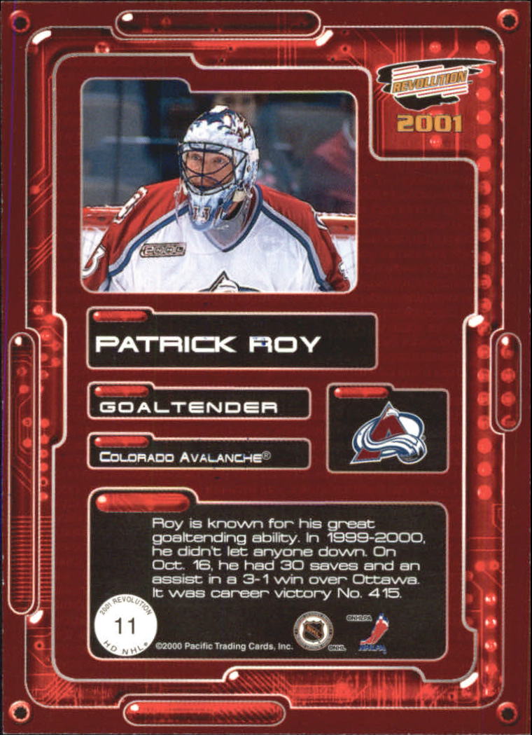 2000-01 Revolution HD NHL #11 Patrick Roy back image
