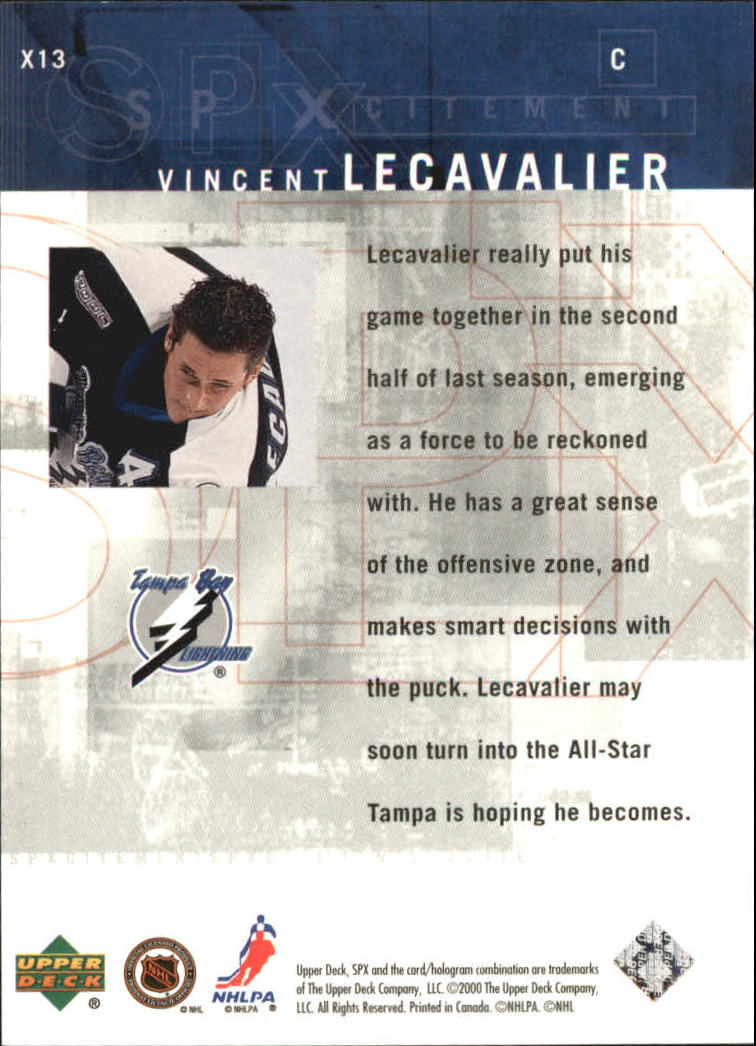 2000-01 SPx SPXcitement #X13 Vincent Lecavalier back image