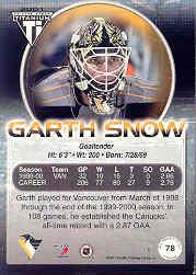 2000-01 Titanium #78 Garth Snow back image