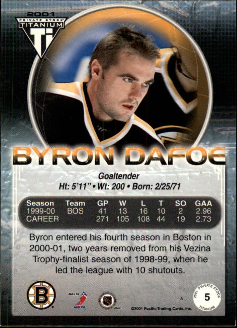 2000-01 Titanium Premiere Date #5 Byron Dafoe back image