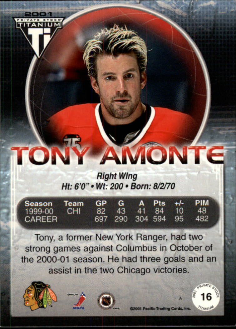 2000-01 Titanium Premiere Date #16 Tony Amonte back image