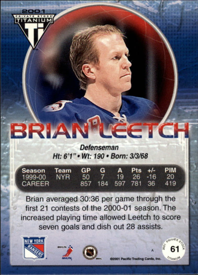 2000-01 Titanium Red #61 Brian Leetch back image
