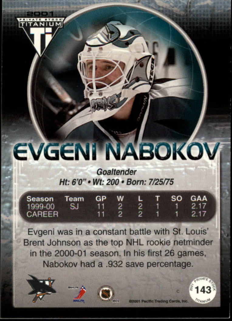 2000-01 Titanium Retail #143 Evgeni Nabokov SP back image