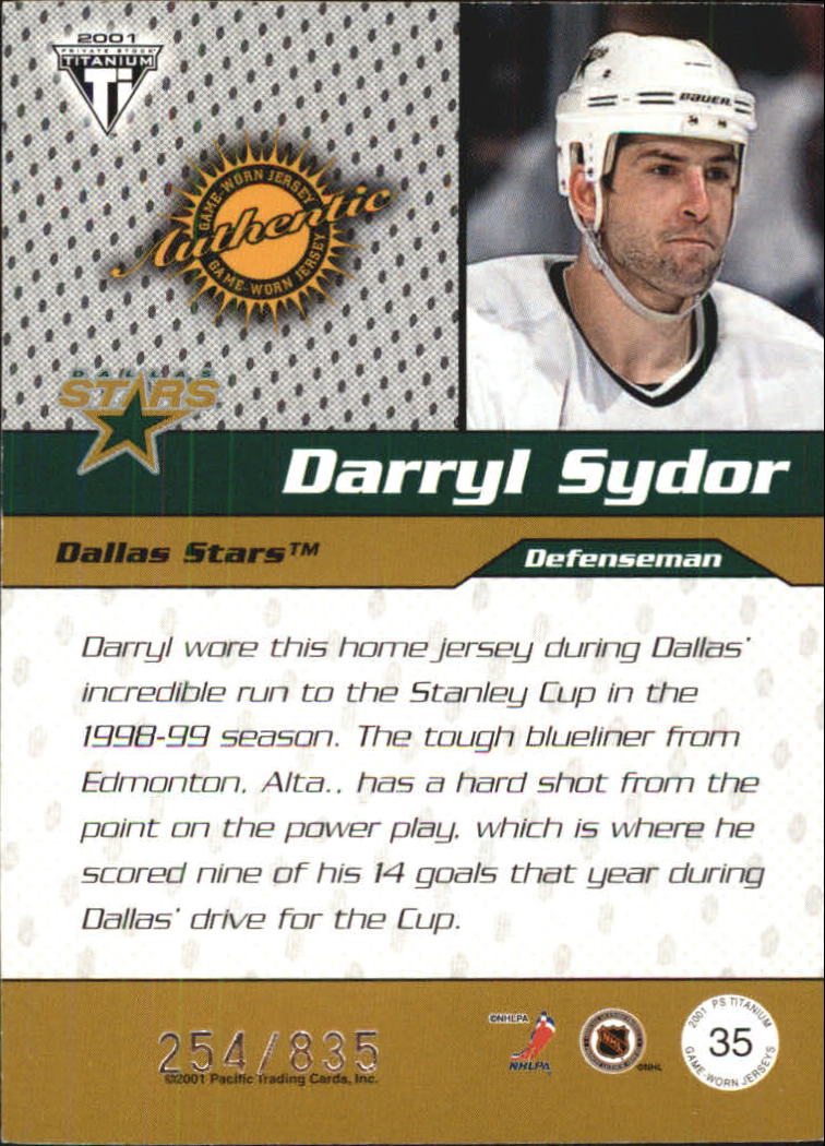 2000-01 Titanium Draft Day Edition #35 Darryl Sydor/835 back image
