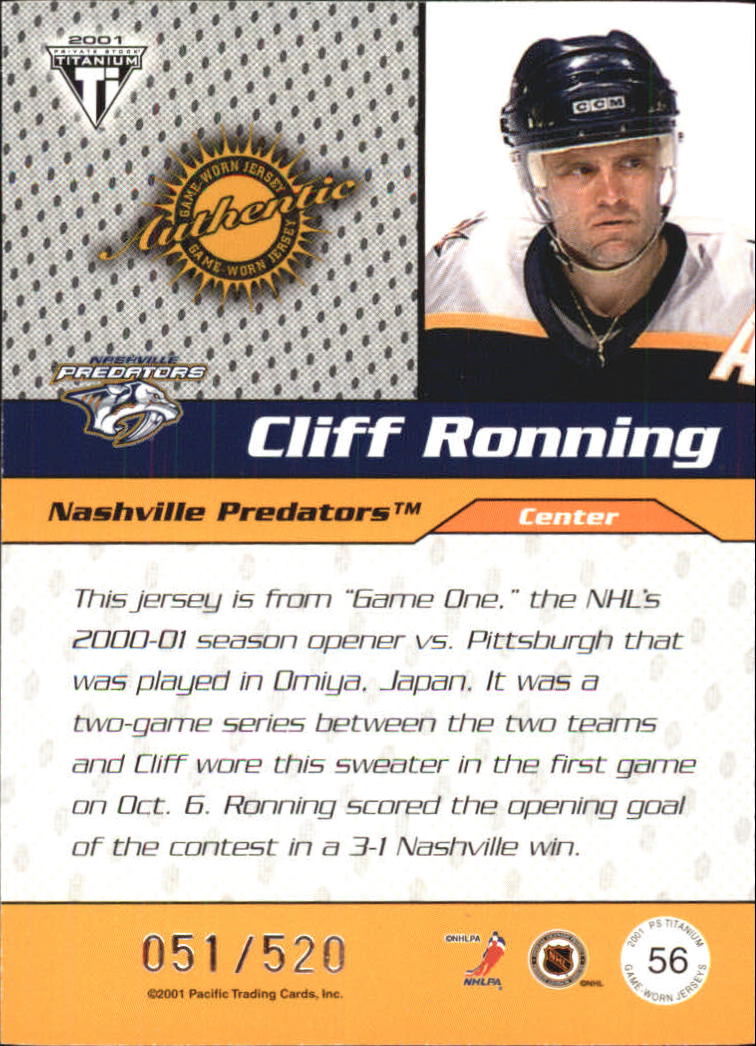 2000-01 Titanium Draft Day Edition #56 Cliff Ronning/520 back image