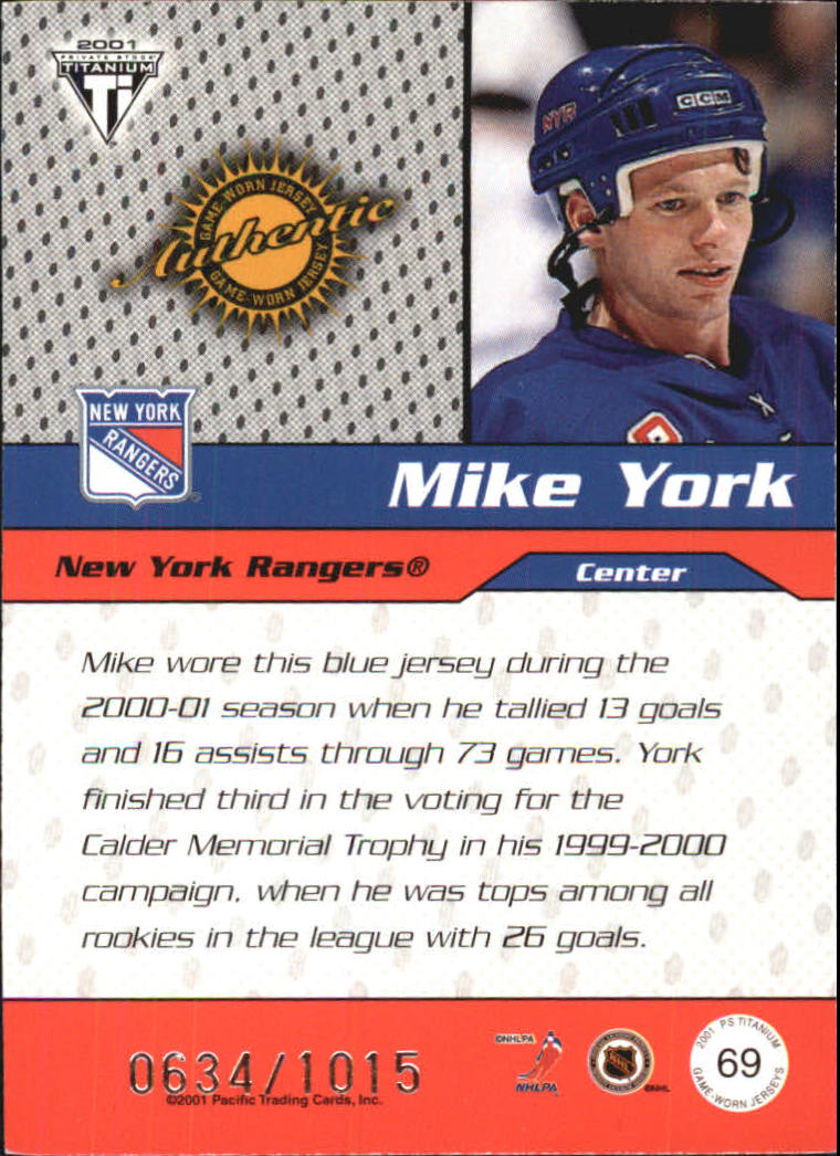 2000-01 Titanium Draft Day Edition #69 Mike York/1015 back image
