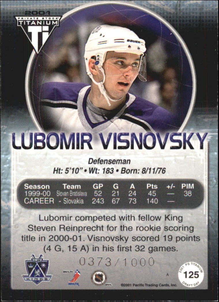 2000-01 Titanium Draft Day Edition #125 Lubomir Visnovsky RC back image