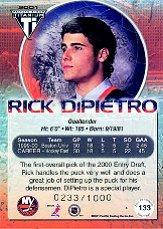 2000-01 Titanium Draft Day Edition #133 Rick DiPietro RC back image