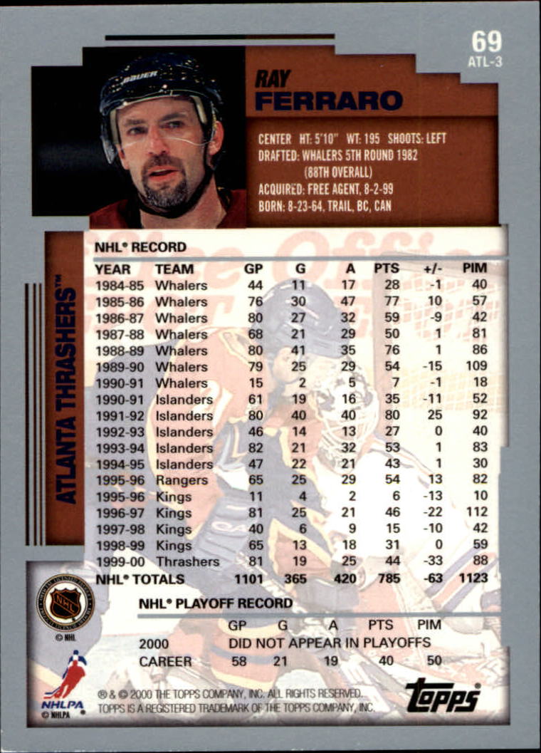 2000-01 Topps #69 Ray Ferraro back image