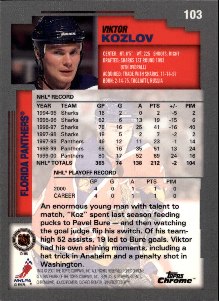 2000-01 Topps Chrome #103 Viktor Kozlov back image