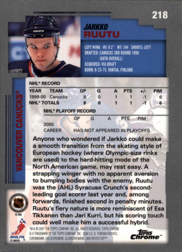 A2340- 2000-01 Topps Chrome Hockey Card #s 1-251 -You Pick- 15+ FREE US SHIP - Picture 139 of 286