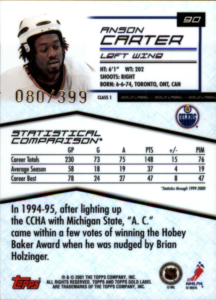 2000-01 Topps Gold Label Class 1 Gold #90 Anson Carter