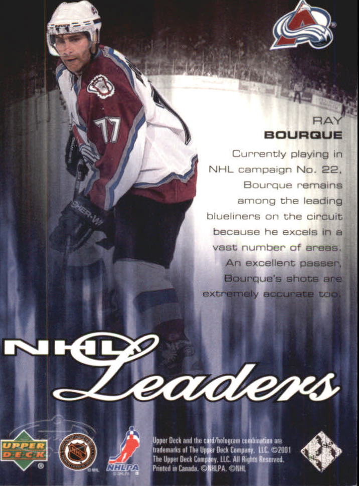 2000-01 Upper Deck Heroes NHL Leaders #L2 Ray Bourque back image