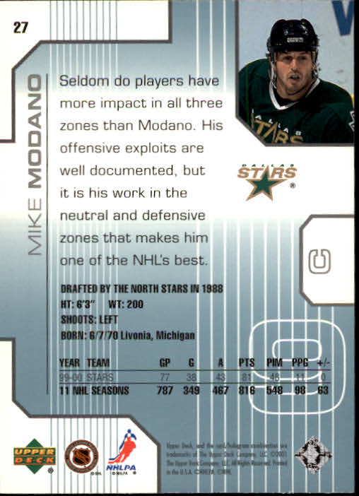 2000-01 Upper Deck Pros and Prospects #27 Mike Modano back image
