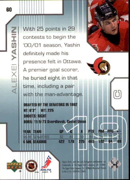2000-01 Upper Deck Pros and Prospects #60 Alexei Yashin back image
