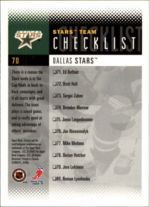 2000-01 Upper Deck Victory #70 Mike Modano CL back image