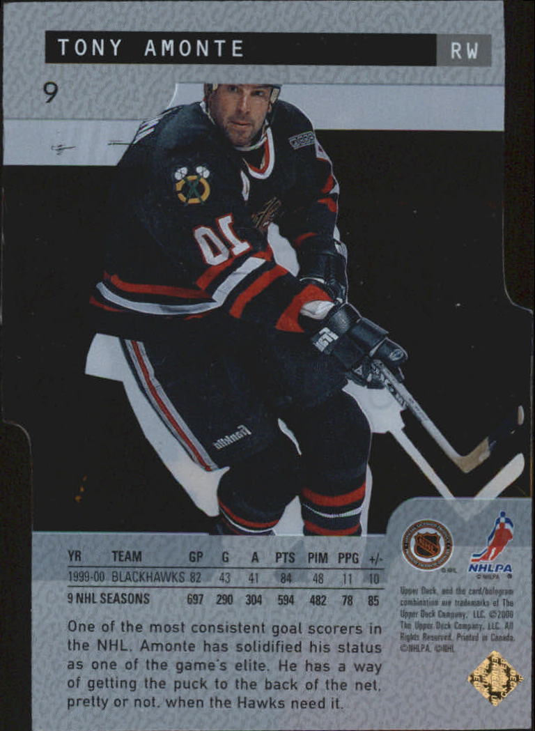 2000-01 Upper Deck Ice Legends #9 Tony Amonte back image