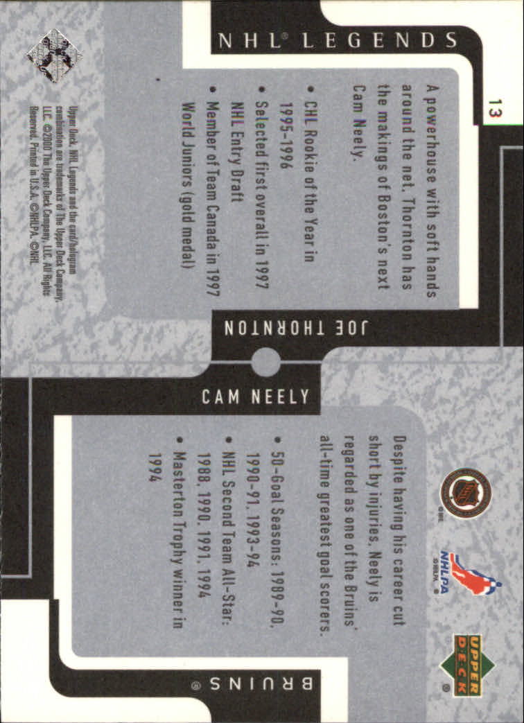 2000-01 Upper Deck Legends #13 Cam Neely/Joe Thornton back image