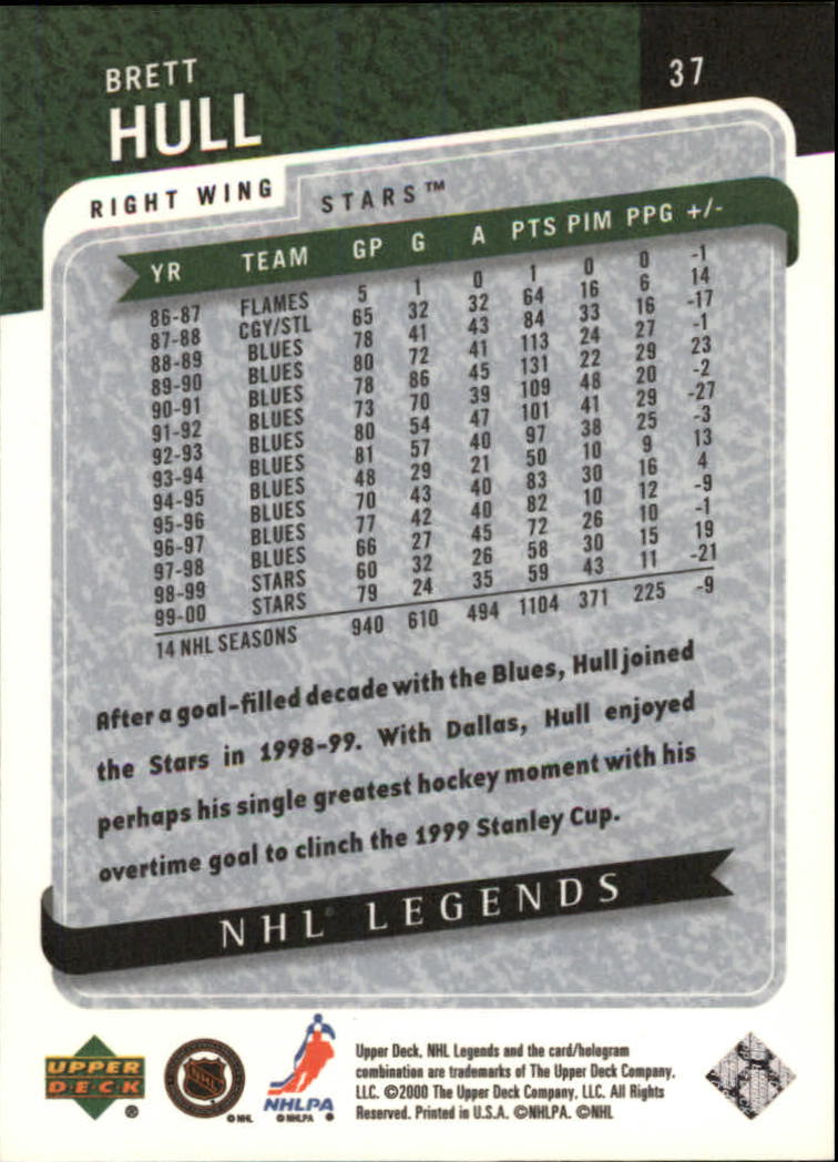 2000-01 Upper Deck Legends #37 Brett Hull back image