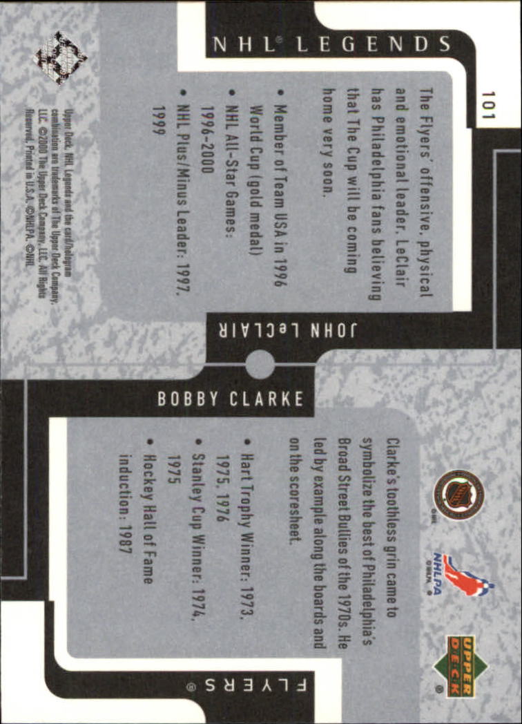 2000-01 Upper Deck Legends #101 Bobby Clarke/John LeClair back image