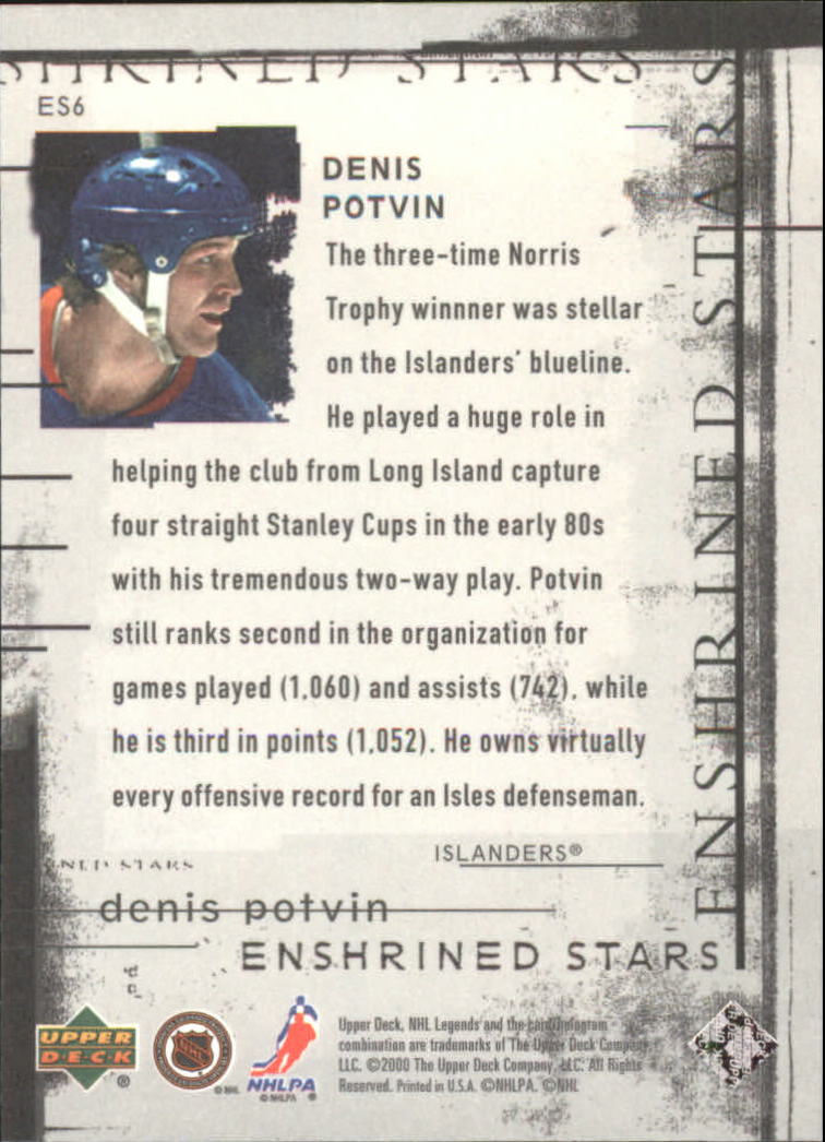 2000-01 Upper Deck Legends Enshrined Stars #ES6 Denis Potvin back image