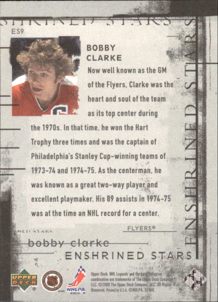 2000-01 Upper Deck Legends Enshrined Stars #ES9 Bobby Clarke back image